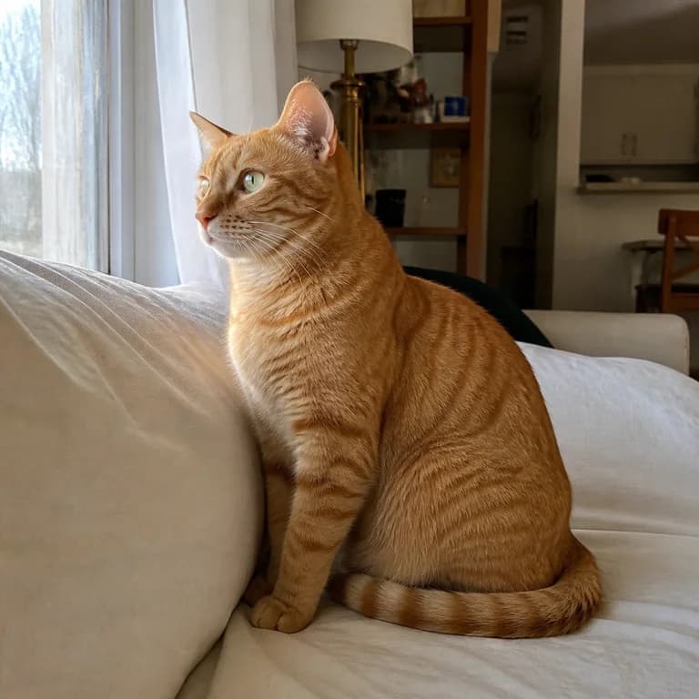 Shared starting image: an orange cat seated beside a window